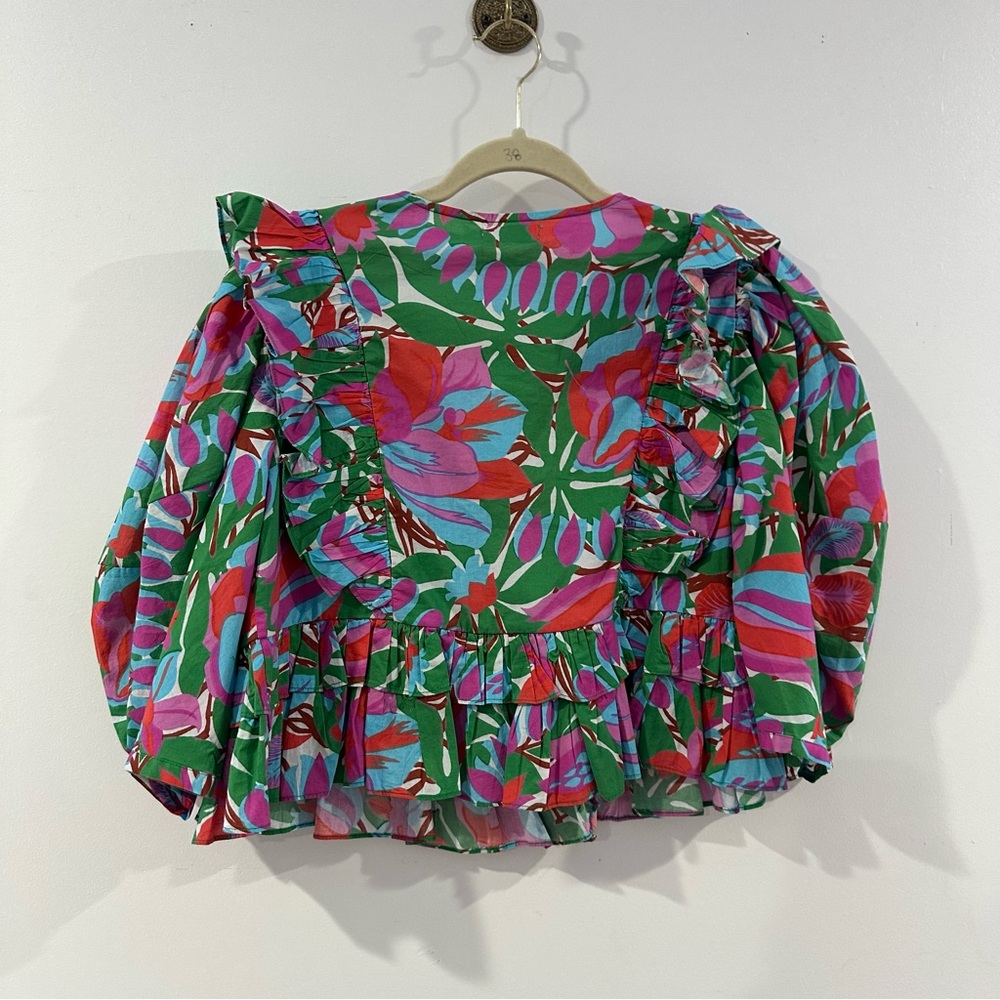 NEW NWT Rhode Elodie Floral Print Ruffle Blouse Top Anthropologie - Picture 8 of 8